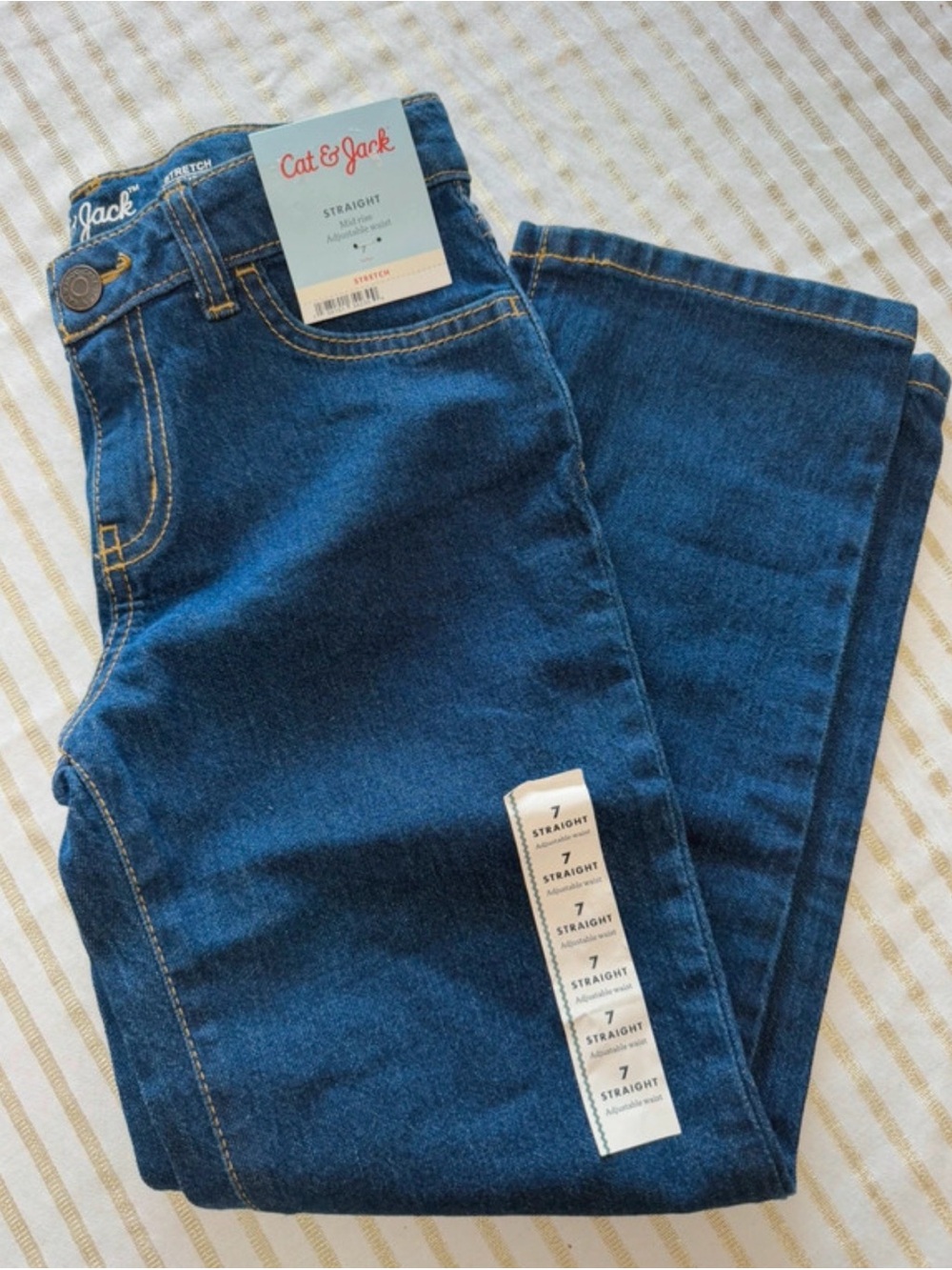 Cat & Jack Women's Straight Leg Jeans - Deep Blue Denim